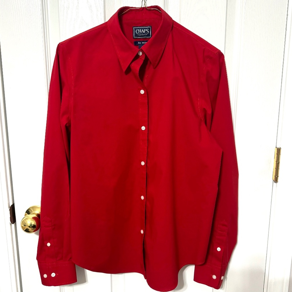 Chaps Women's Red Button-Up Shirt